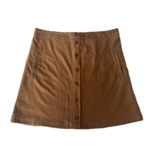 Sans Souci Brown Faux Suede Button Front Mini Skirt Womens Size S